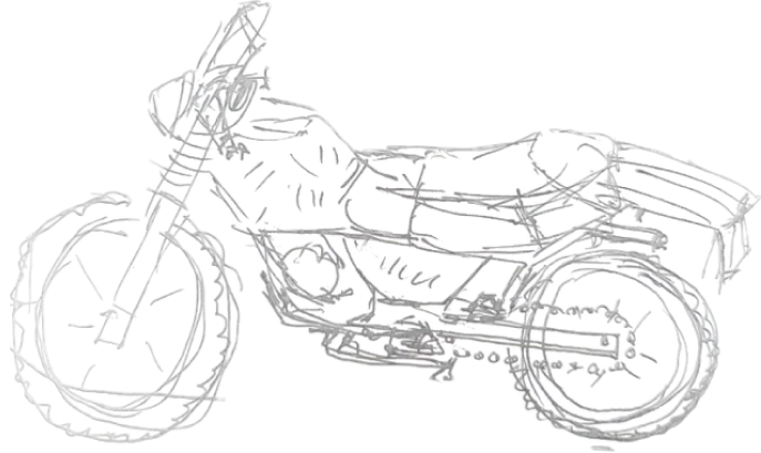 Rough sketch of a Royal Enfield Himalayan motorcycle