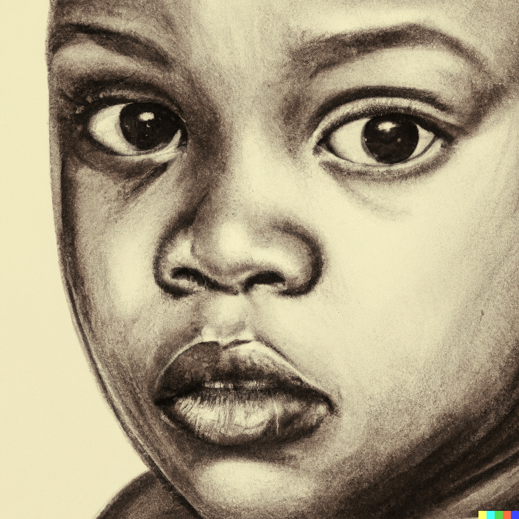 Realistic close-up portrait of a child in pencil